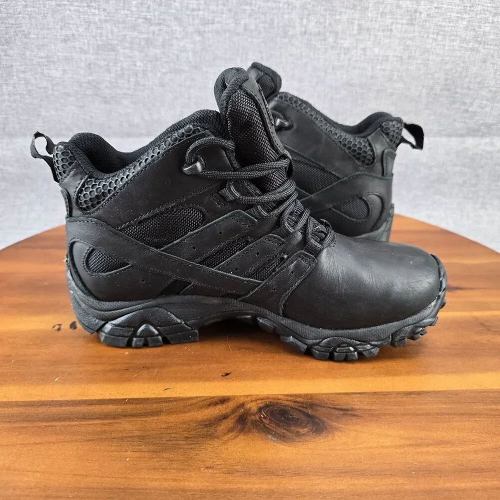 Merrell Mens 7M‎ Lace-Up Leather Hiking Boots Black